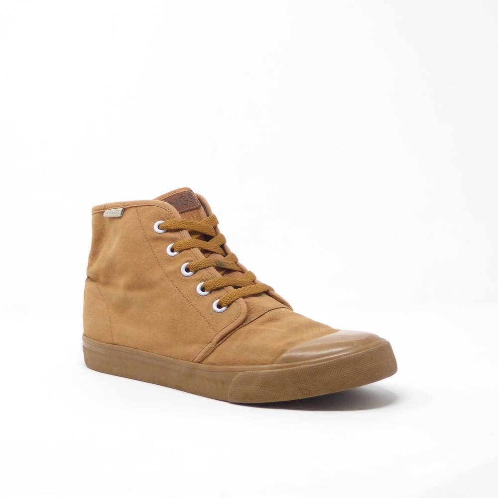 Bangs Women Mid Top Canvas Sneakers Sahara Sand Tan Lace Up Size 8.5